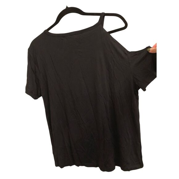 Recycled Karma AC/DC Band T-shirt size L Asymmetrical cold shoulder rock - Picture 4 of 7